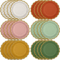 48 Pcs Colorful Paper Plates 9 Inch Boho Scalloped Paper Disposable Dinner Dessert Plates for Birthday Wedding Bridal Party Supplies, 6 Colors by Tiangrid