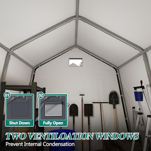 GARTOO 8' x 8' Outdoor Storage Shelter Shed, Gray - Image 6
