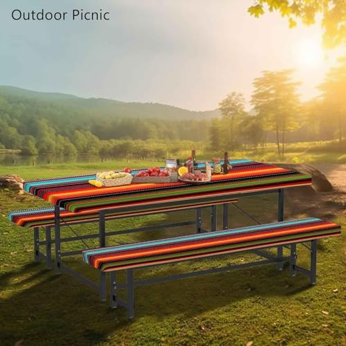 CAPSCEOLL Picnic Table Cover with Bench Covers 6ft - Colorful Stripes - Image 6