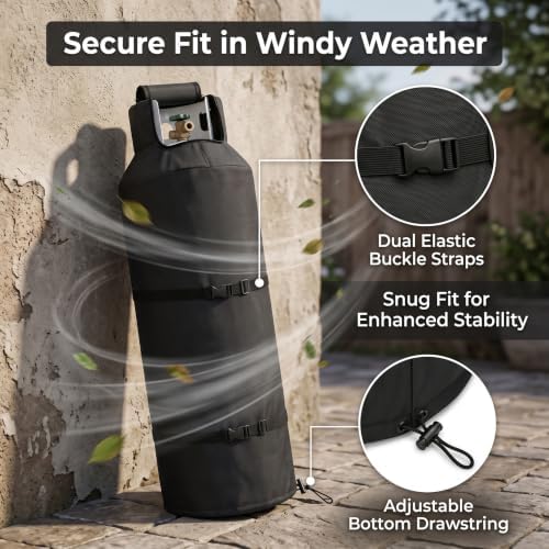 100 lb Propane Tank Cover 48.5", Heavy Duty 600D Waterproof Cylinder Cover - Image 6