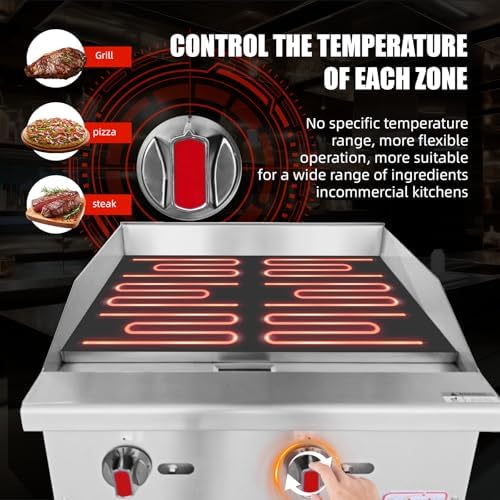 Commercial Gas Griddle - 24" Countertop Griddle. 60,000 BTU Flat Top Griddle, Natural Gas (NG) / Propane, CSA Certified - Image 6