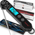 Professional Digital Meat Thermometer Instant Read Waterproof – Folding Probe Food Thermometer with Backlight & Calibration, Fast Read for BBQ, Grill, Deep Fry, Liquids, Gift for Chef (Black) by TINERRAY