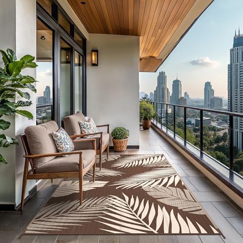 GENIMO Outdoor Rug, Waterproof Plastic Rugs for Patio, 6'x9' Coffee Beige - Image 4