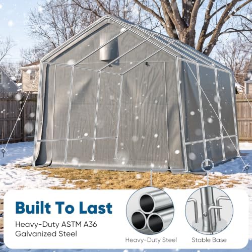 Quictent 10x15FT Carport Storage Shelter Large Shed with Roll-Up Door&Vents - Image 3