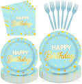 96PCS Light Blue Happy Birthday Party Decorations for Girls, Serves 24 by Greencian