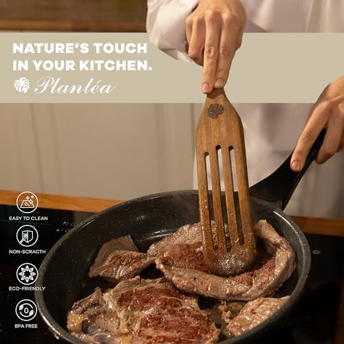 As Seen On TV, Spurtles Kitchen Tools Wooden, Plantéa Handmade Wooden Spoons for Cooking, Heat Resistant Spurtle Set Cooking Utensil For Non-Stick Cookware, Stirring, Mixing, Whisking, Serving - Image 4