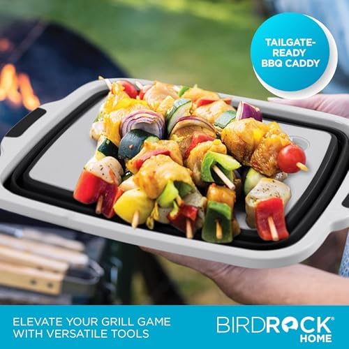 BIRDROCK HOME 18L Collapsible BBQ Prep Tub with Lid, Black, 22”L x 16”W - Image 2