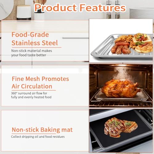 GWY Air Fryer Accessories for Emeril Lagasse French Door 360 Extra Large Dual Zone 25 QT Oven, Baking Set with Air Fryer Basket Baking Pan Tray Disposable Parchment Paper Reusable Baking Mat Cookware - Image 4