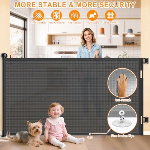 EZIGO 55 Inch Retractable Baby Gates, 41 Inch Extra Tall Retractable Gate - Image 3