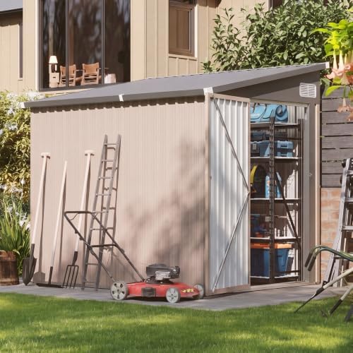 Aoxun 4x6 FT Lean-to Metal Storage Shed,Sloped Roof Outdoor Garden Cabinet - Image 2