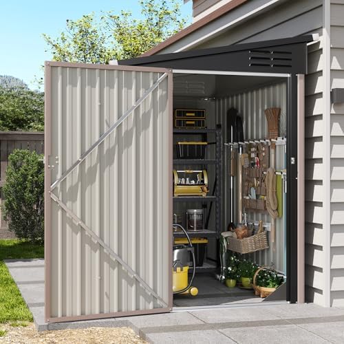 Aoxun 4x6 FT Lean to Shed for Backyard,Brown by Aoxun