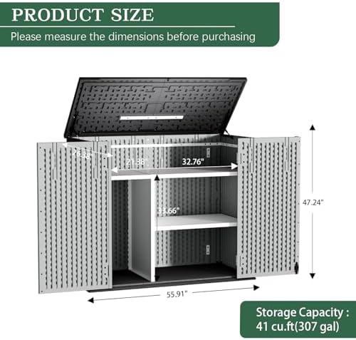 Outdoor Storage Shed Resin Waterproof Storage Cabinet for Patio Garden - Image 2