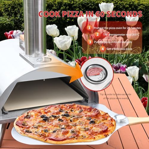 12" Wood Pellet Pizza Oven – Portable Stainless Steel Outdoor Pizza Maker with Built-In Thermometer, Foldable Legs, Carry Handle & Cordierite Pizza Stone for Backyard, Patio & Camping - Image 5