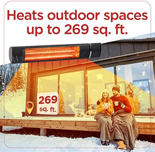 BLACK+DECKER Wall Mounted Infrared Outdoor Patio Heater, BHOW03R, Black - Image 4