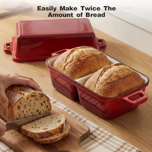Double Dutch Oven for Sourdough Bread Baking, Enameled Cast Iron Dutch Oven - Image 2