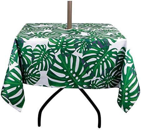 EHouseHome Outdoor Indoor 60inch SquareTablecloth with Umbrella Hole and Zipper, Waterproof Zippered Patio Table Cloths, Spring/Summer Table Covers for Backyard Circular Table/BBQs/Picnic by EHouseHome