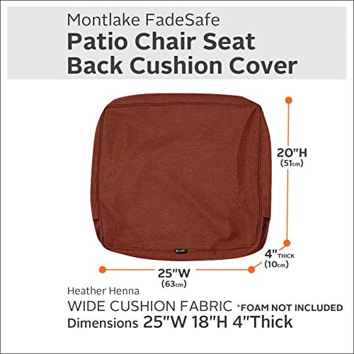 Classic Accessories Montlake Water-Resistant 25 x 18 x 4 Inch Outdoor Back Cushion Slip Cover, Patio Furniture Cushion Cover, Heather Henna Red, Patio Furniture Cushion Covers - Image 3
