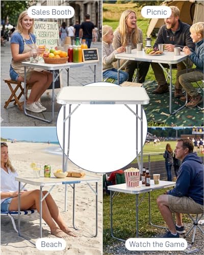 Outvita 2.3ft Portable Folding Camping Table Lightweight Suitcase White - Image 7