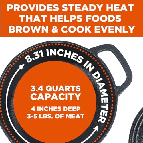 Commercial Chef 3.4-Qt. Dutch Oven with Lid, Cast Iron, CHCI340 - Image 3