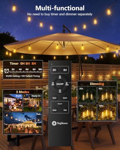Brightown 58FT Solar String Lights Outdoor, 25+1 Shatterproof LED Lights - Image 4