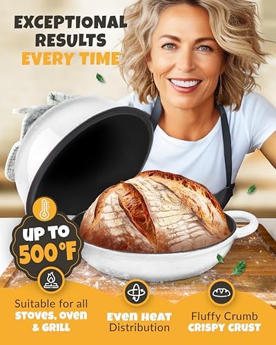 CRUSTLOVE 5 QT Enameled Dutch Oven for Bread Baking with Lid & Starter Kit - Image 6