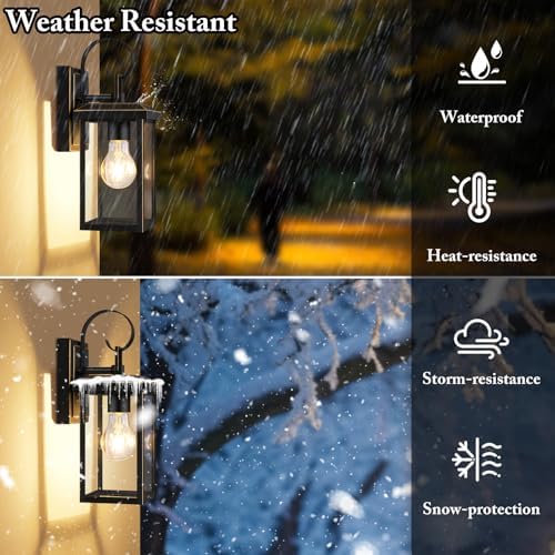 BesLowe 2-Pack Outdoor Wall Light Fixtures, Modern Porch Sconces, Bronze - Image 2