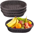 4 Pack 15.7 Inch Oval Poly Wicker Baskets, Plastic Oval Wicker Baskets, Rustic, Durable & Easy-Cleaning Wicker Bread Basket, for Home, Restaurant & Hotel Use, Coffee by Geytetqi