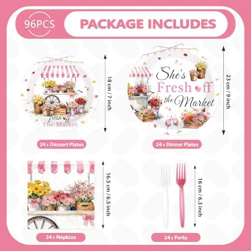 96Pcs Fresh off the Market Bridal Shower Party Decorations Serves 24 - Image 5