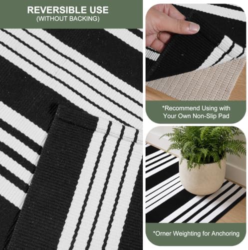 Striped Fall Door Mat 24"x36" Outdoor Rug Cotton Washable Fall Decor - Image 5
