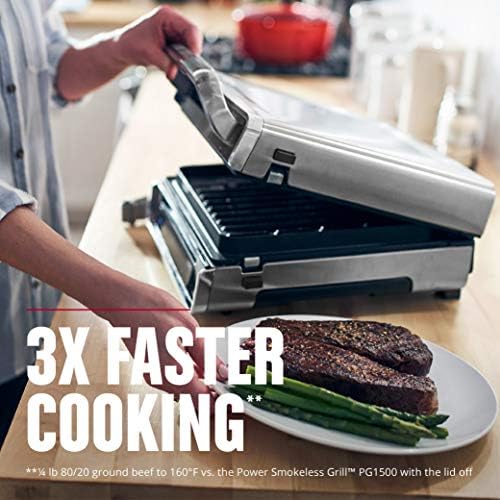 George Foreman Smokeless - Digital Smart Select, Family Size (4-6 Servings), Stainless Steel, GRD6090B - Image 4
