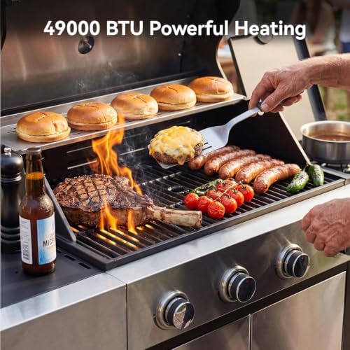 Aoxun 4-Burner 49000 BTU Propane Grill with Side Burner, Black & Silvery - Image 5