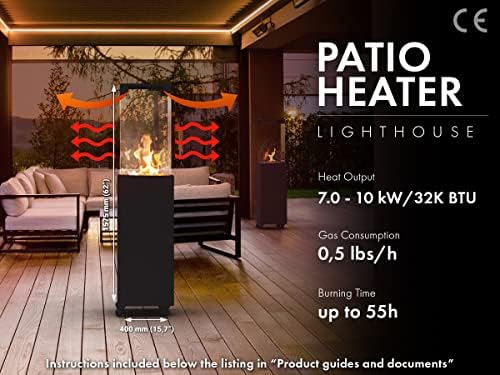 Planika Lighthouse - Patio Heater Outdoor Fireplace for Patio Fueled with Propane Gas 20 lbs cylider - Cover and Regulator Included - Image 3