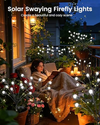 OZS 6 Pack 48 LED Solar Garden Lights, Solar Firefly Lights Outdoor - Image 4