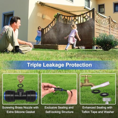 GOXAWEE Misting Cooling System, 26FT (8M) Mist Line, 7 Brass Mister Nozzles - Image 3