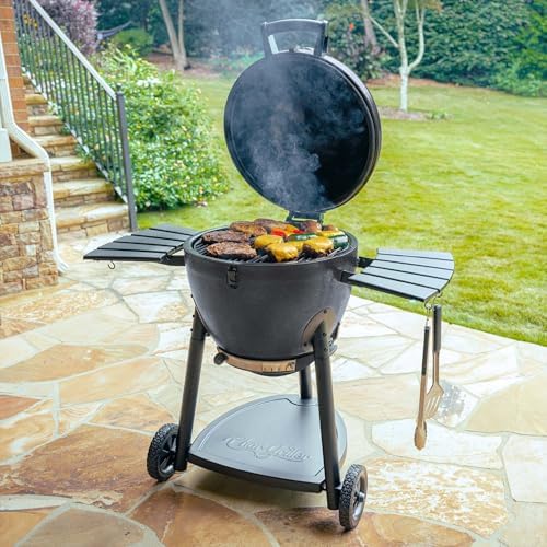 Char-Griller AKORN 20-Inch Kamado Charcoal Grill and Smoker, Triple-Wall Insulated Steel with Cast Iron Grates, Warming Rack and EasyDump Ash Pan, 445 Sq. In. Cooking Area, Graphite - Image 2