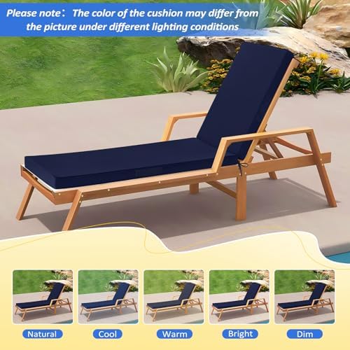 Basic Beyond Chaise Lounge Cushions Outdoor, 3-Layer Waterproof Outdoor Furniture Cushions with Removable Cover and 4 Ties, 72"x21"x3" Patio Lounge Chair Cushions for Outdoor Furniture, Navy - Image 6