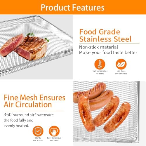 Air fryer Replacement Parts for Ninja Flip Toaster Oven & Air Fryer SP151, 13.4''× 10.6'' Food Grade Stainless Steel Air Fryer Accessories Basket Grill Rack, Dishwasher Safe - Image 4