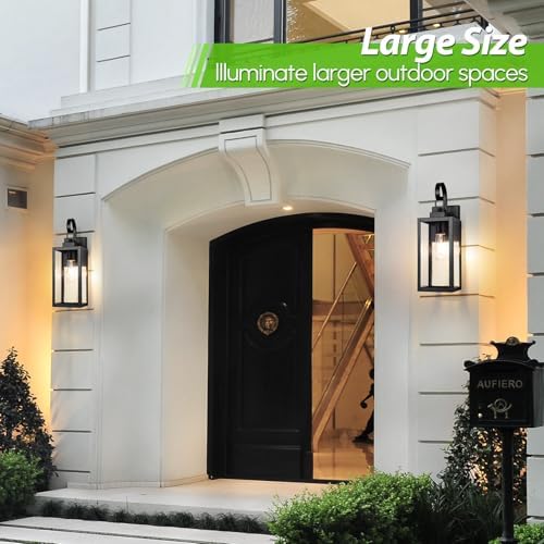 BesLowe 16.5" Large Outdoor Wall Light Fixture, Modern Porch Sconce, Black - Image 4