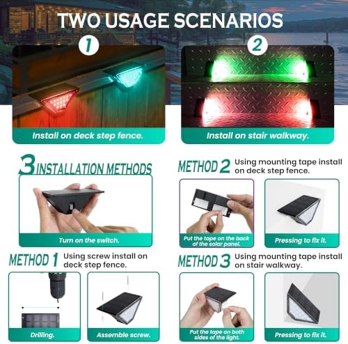 PATIOWIN 12 Pack Solar Step Lights for Outside, 24 LEDs Solar Stair Lights Waterproof IP65, Solar Deck Lights Outdoor Decor for Garden, Porch - Image 3