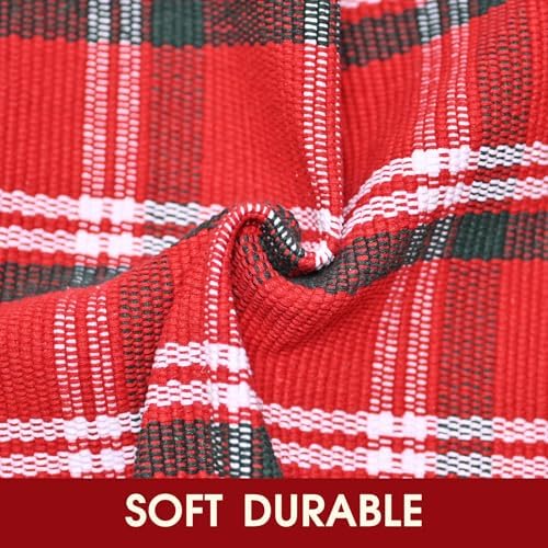 Christmas Red Green White Plaid Rug, 28" x 43" Cotton Hand-Woven Buffalo Check Layered Door Mat for Front Porch, Entryway, Outdoor Holiday Decor, Washable Farmhouse Rug for Home, Patio, Kitchen - Image 6