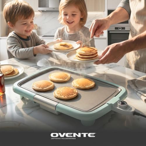 OVENTE Electric Griddle with 16 x 10 Inch Non-Stick Plate, Blue GD1610LBL - Image 4