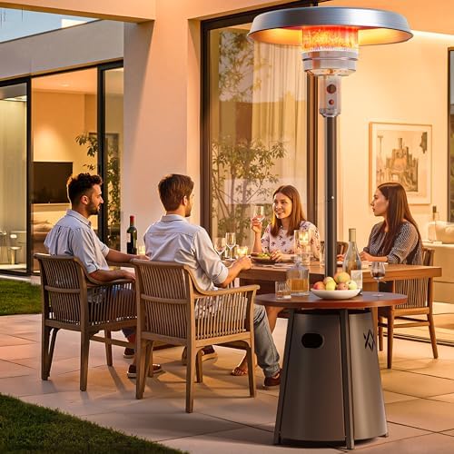 Pamapic Outdoor Heaters for Patio with Round Table Design, Premium 304 Stainless Steel Burner, Triple Protection System Propane Patio Heater for Porch Garden, Residential & Commercial Use - Image 2