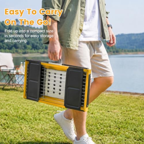 Portable Charcoal Grill Stainless Steel, Small Foldable BBQ Suitcase with Portable Side Shelves & Heat Resistant, Lightweight Tabletop Barbecue for Camping Picnic Backyard Beach Travel - Image 5