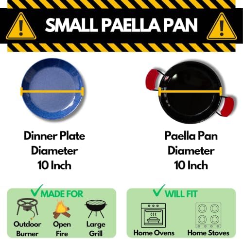 Paelluxe Paella Pan – Enamelled, No-Rust Steel Skillet – Easy-to-Clean Pan for Propane & Gas Burners – Indoor & Outdoor Cooking Cacerola Paellera Sarten – 10 Inch, for 3 Servings - Image 3