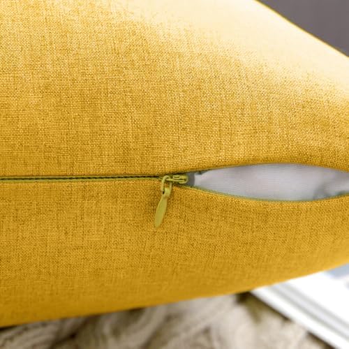MIULEE Decorative Outdoor Pillow Covers Waterproof 20x20 Mustard Yellow - Image 3