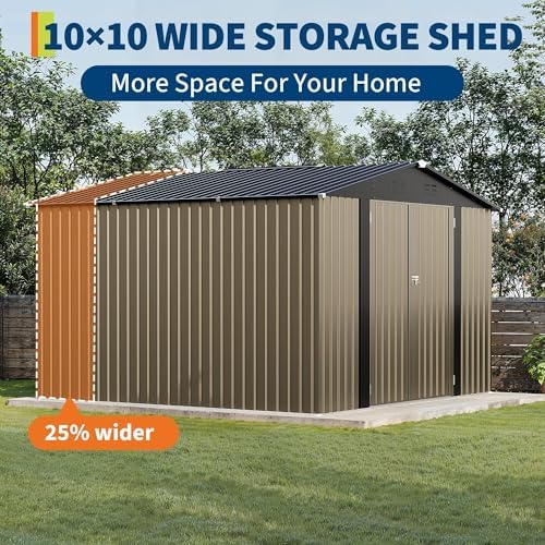 Garvee 10x10 FT Outdoor Storage Shed–Sloping Roof, Double Lockable Door - Image 2