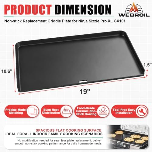GX101 Griddle Plate for for Ninja Sizzle Pro XL 20-Inch Indoor Griddles - Image 3