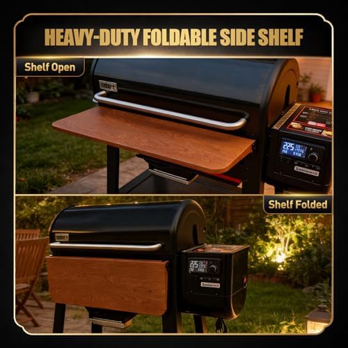 QuliMetal Foldable Front Shelf for Weber Searwood XL 600/Smoque XL - Image 4
