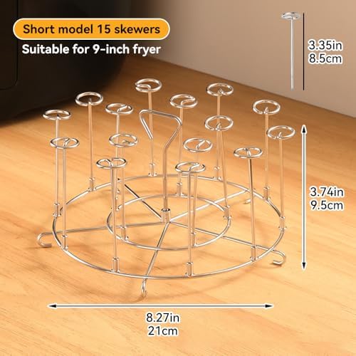 304 Stainless Steel Air Fryer Skewer Stand Dishwasher Safe Vertical Skewer Air Fryer Accessories for BBQ Grill Kabobs Chicken Meat Seafood (15 Short Skewers) - Image 2
