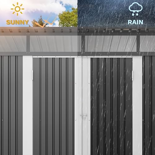 DWVO 9x4 FT Outdoor Storage Shed, Metal w/Lock & Windows - Dark Gray - Image 6